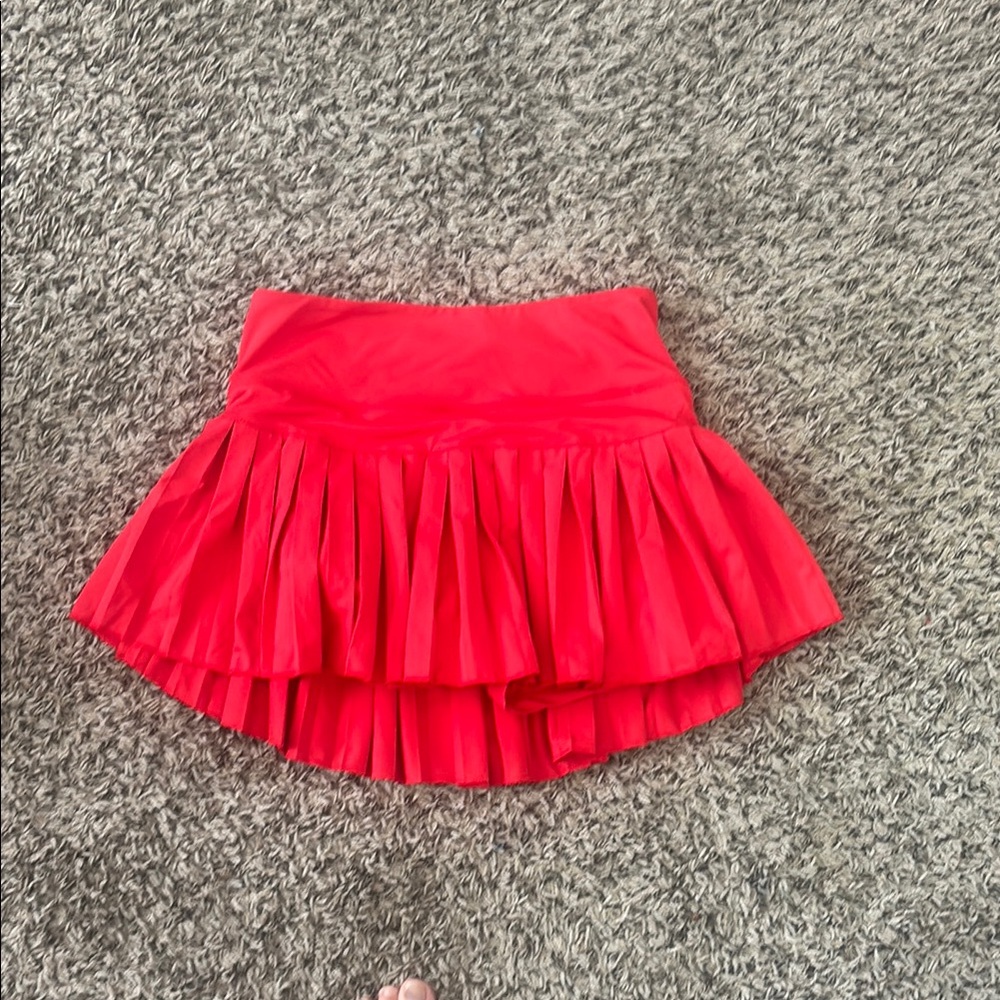 Red Pleated Women's Skirt